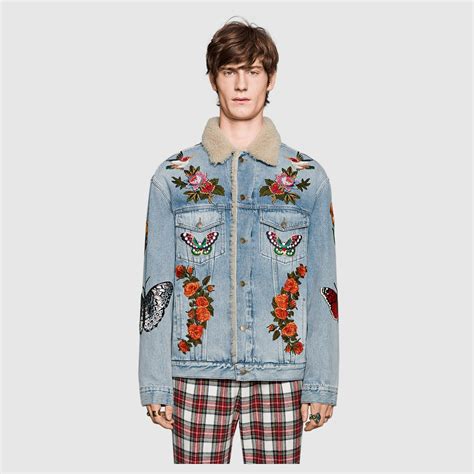 gucci embroidered denim for men|genuine gucci denim jacket.